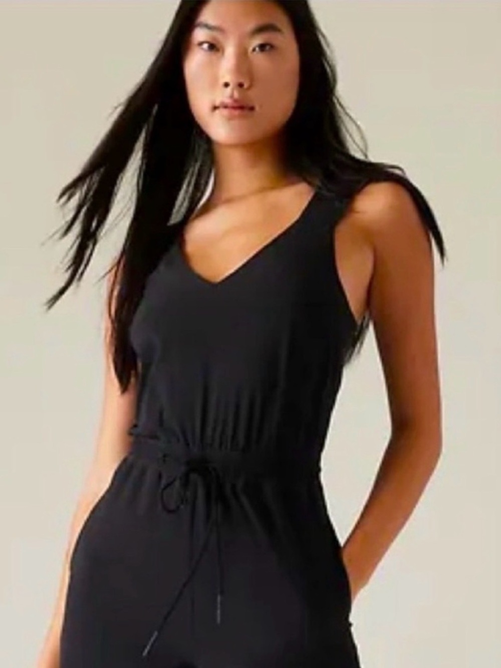Athleta Savannah Black Sleeveless V-Neck Mini Dress | Size Small